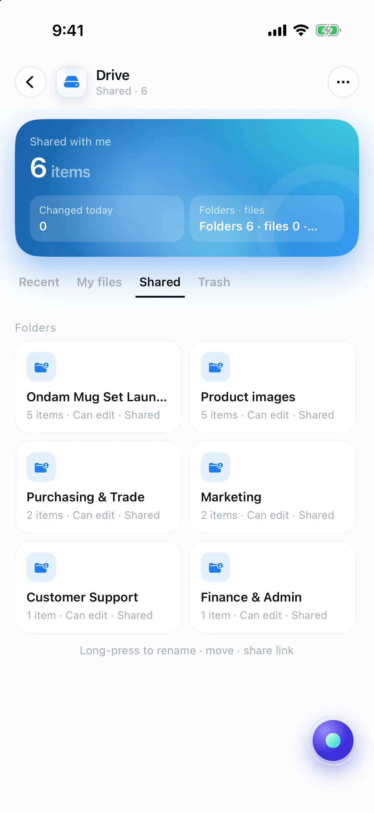 iPhone app Drive screen