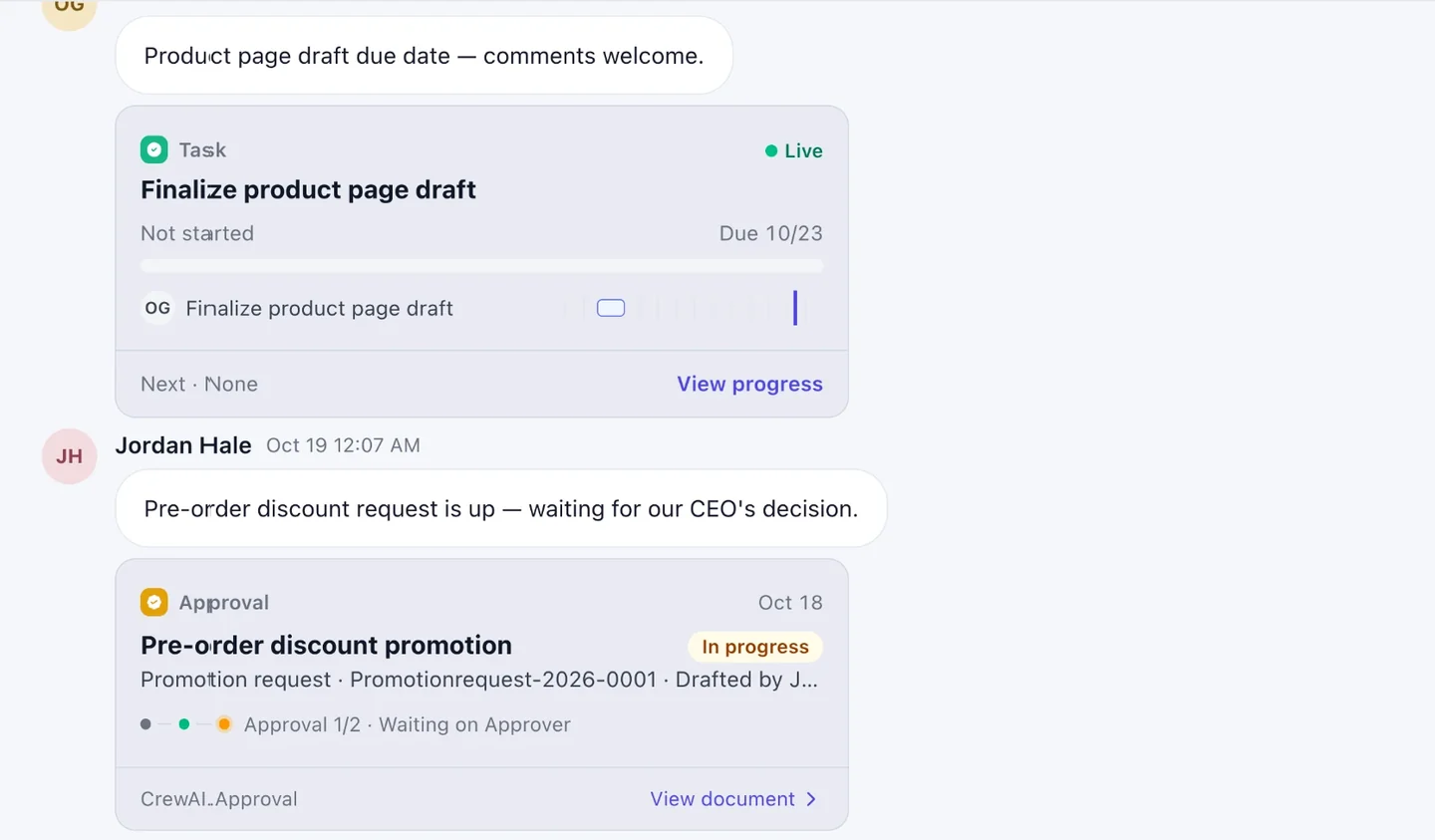 Messenger screen